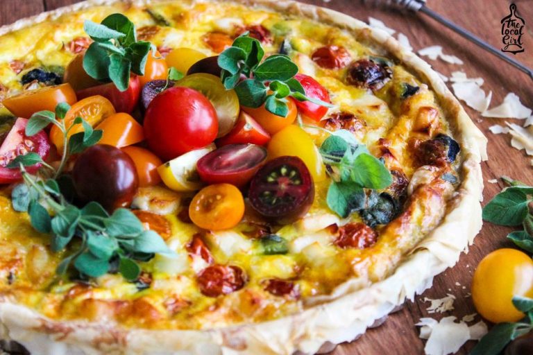 CHERRY TOMATO AND HALOUMI CHEESE FILO TART